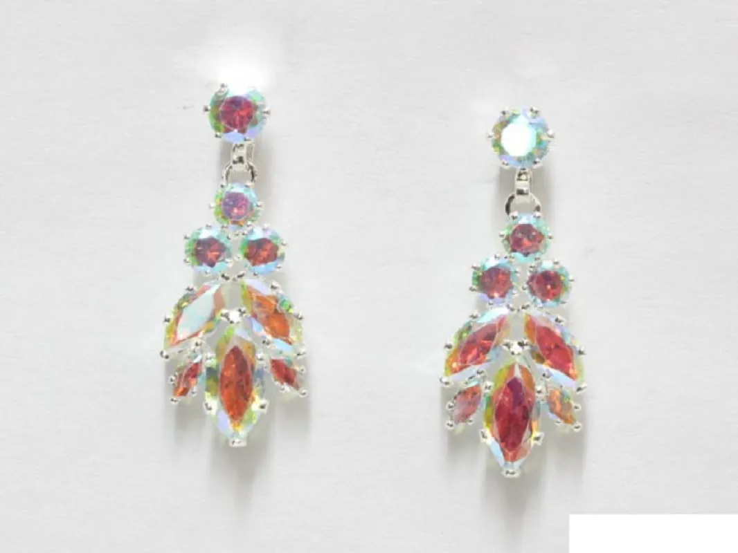 SILVER AB LEAF SHAPE EARRINGS STONES ( 6601 SAB ) made by Oh My Jewelry