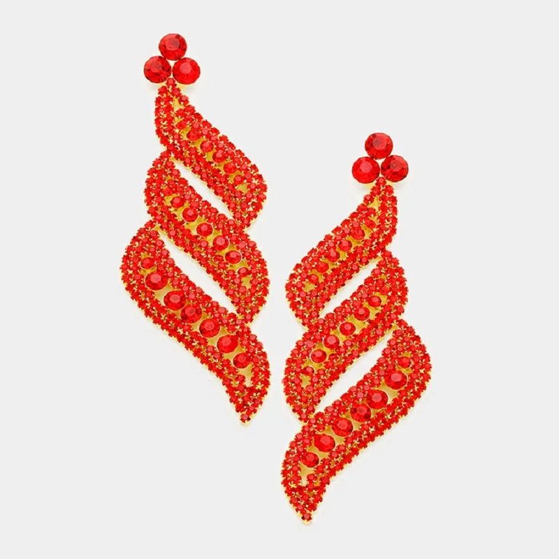 LARGE GOLD EARRINGS ORANGE STONES ( 0592 GOR PIERCE ) sold by Oh My Jewelry