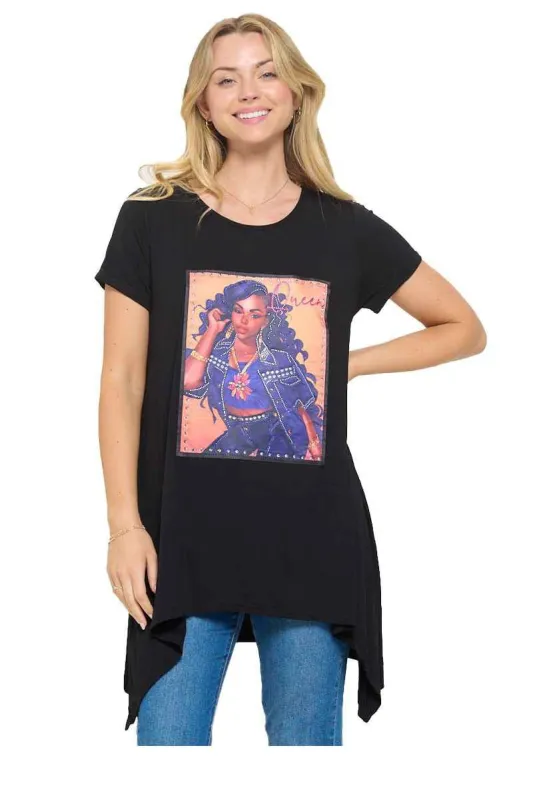 BLACK QUEEN T SHIRT PLUS SIZE ( 0140 BKP ) sold by Oh My Jewelry