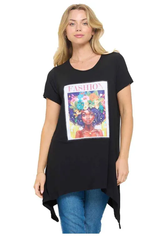 BLACK TSHIRT BLACK FASHION PLUS SIZE ( 0135 BKP ) sold by Oh My Jewelry