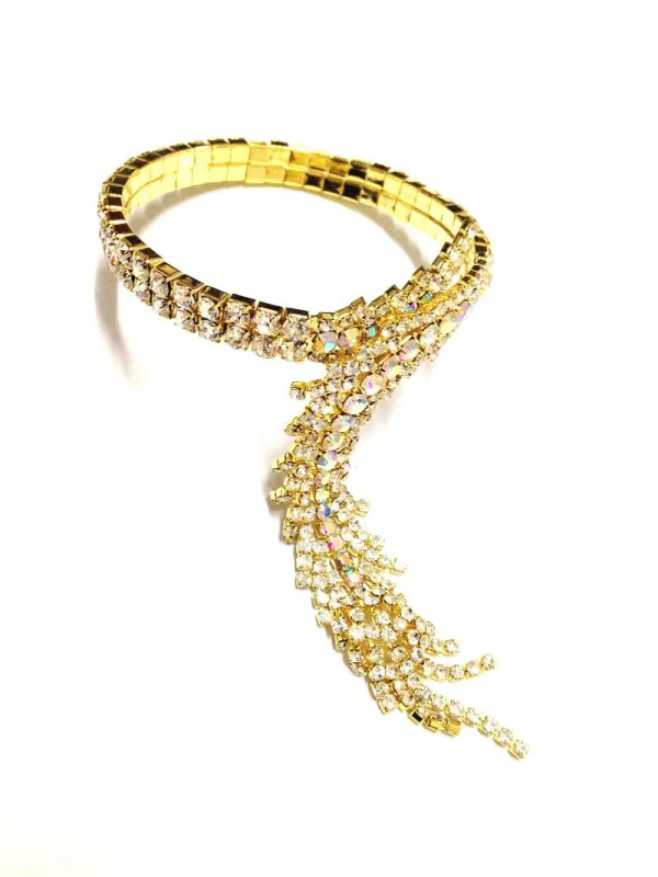 GOLD CLEAR RHINESTONE BRACELET ( 0021 2C ) sold by Oh My Jewelry