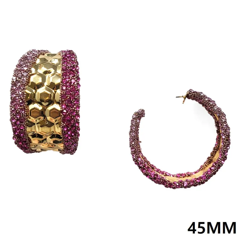 GOLD FUCHSIA HOOP EARRINGS ( 10291 GFU ) sold by Oh My Jewelry