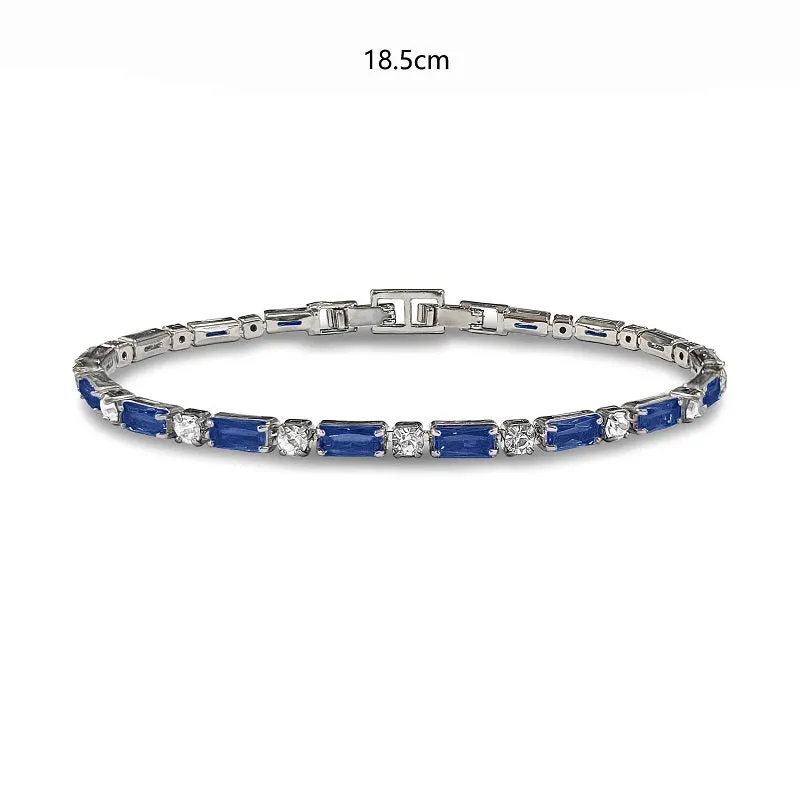 SILVER TENNIS BRACELET CLEAR BLUE STONES ( 1285 CLBL ) sold by Oh My Jewelry