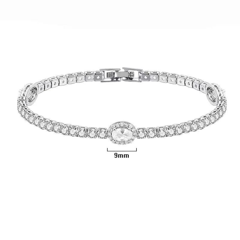 SILVER TENNIS BRACELET CLEAR STONES ( 1279 ) sold by Oh My Jewelry
