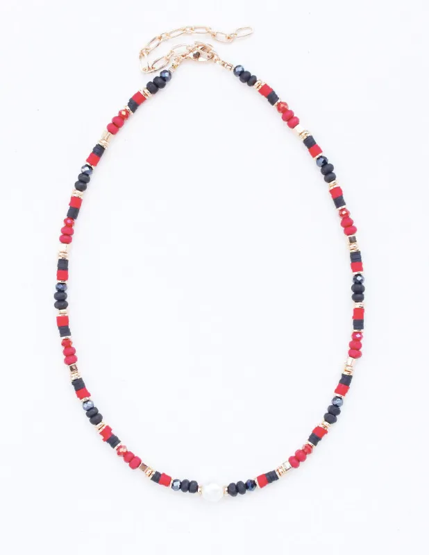 BLACK RED BEAD NECKLACE ( 7032 BKRD ) sold by Oh My Jewelry
