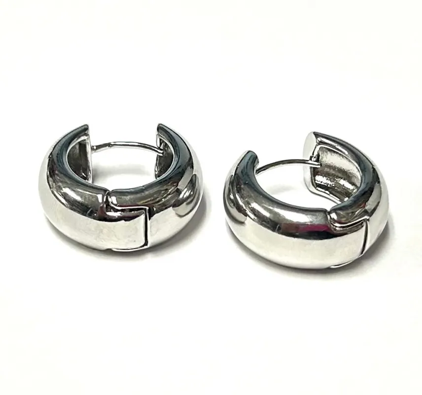 SILVER HUGGIE HOOP EARRINGS ( 2863 3 ) sold by Oh My Jewelry