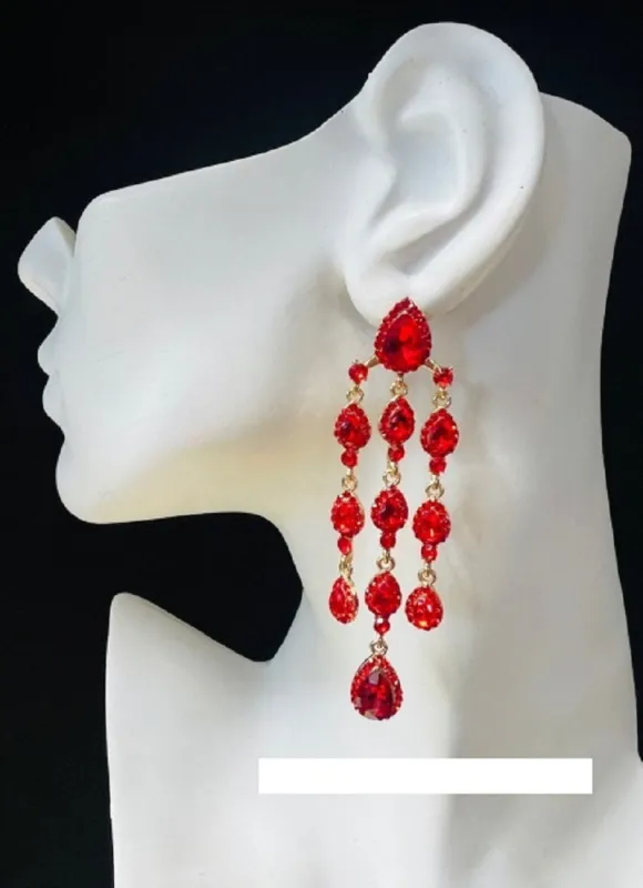 GOLD EARRINGS RED STONES ( 2751 2RD ) sold by Oh My Jewelry