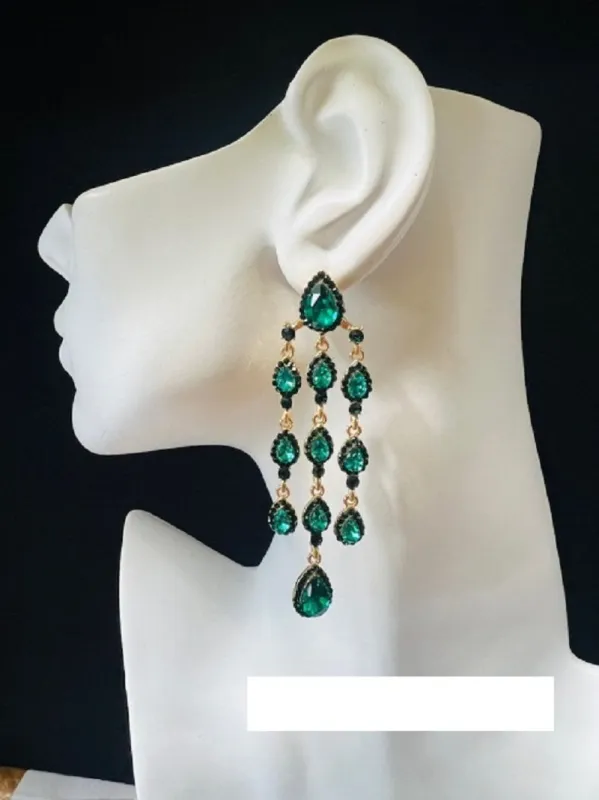 GOLD EARRINGS EMERALD GREEN STONES ( 2751 2EM ) sold by Oh My Jewelry