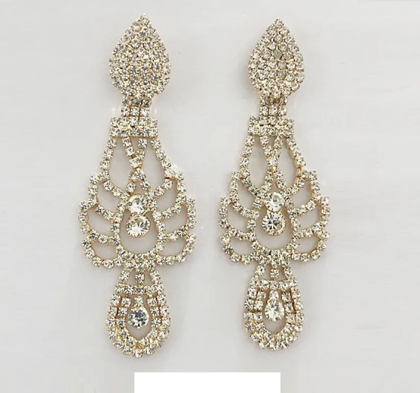 GOLD DANGLING EARRINGS CLEAR STONES ( 2007 GPCL ) sold by Oh My Jewelry