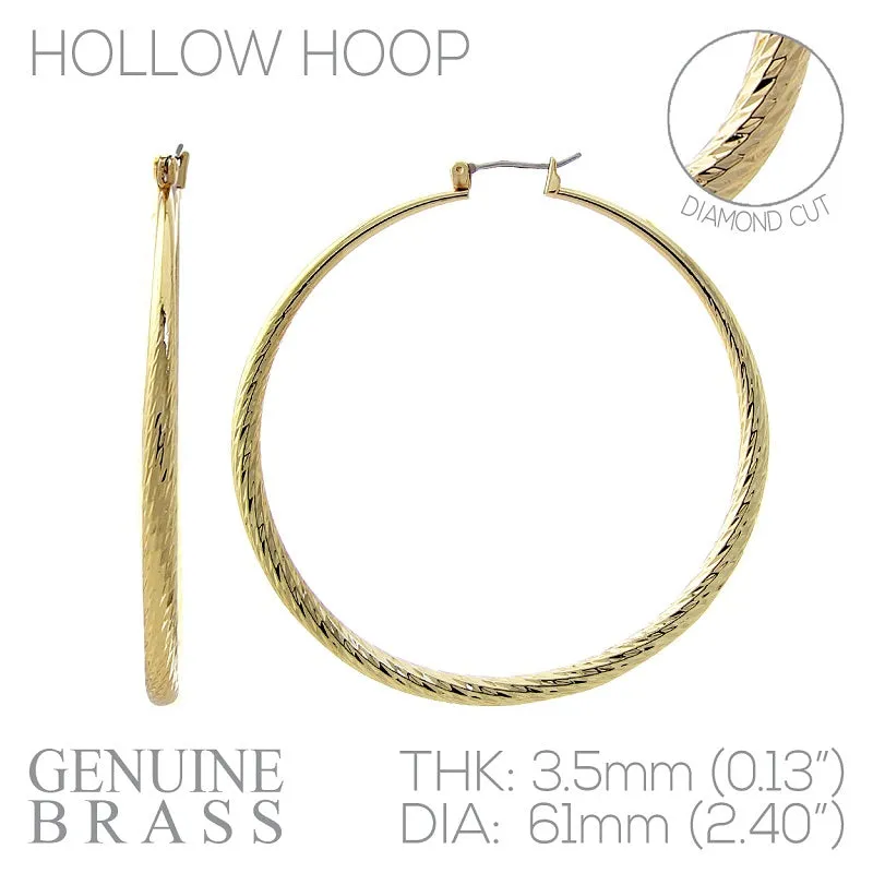 GOLD HOOP EARRINGS HOLLOW HOOP GENUINE BRASS ( 362 G ) sold by Oh My Jewelry