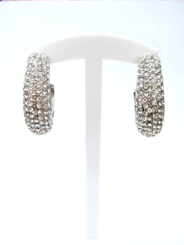 SILVER HOOP EARRINGS CLEAR STONES ( 3950 SCL ) sold by Oh My Jewelry
