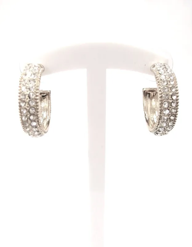 SILVER HOOP EARRINGS CLEAR STONES ( 3949 SCL ) sold by Oh My Jewelry