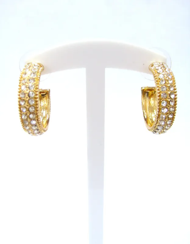 GOLD HOOP EARRINGS CLEAR STONES ( 3949 GCL ) sold by Oh My Jewelry