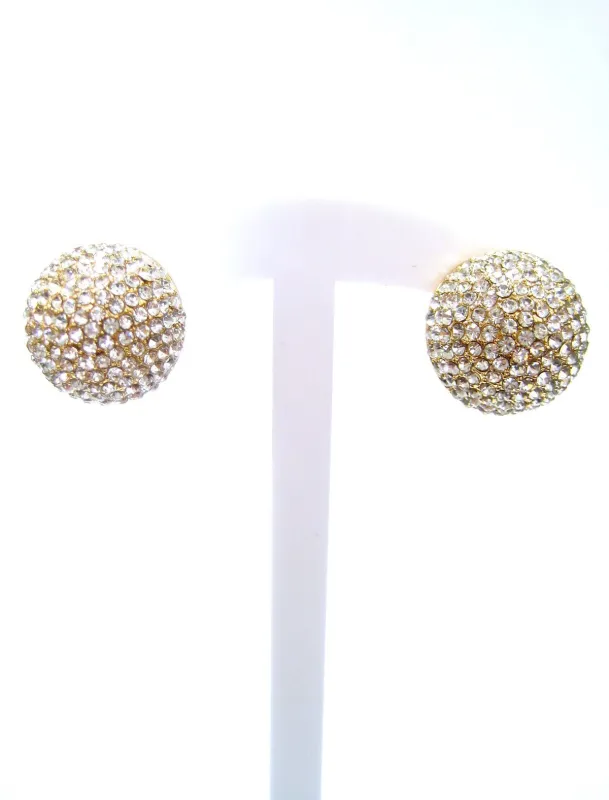 GOLD ROUND EARRINGS CLEAR STONES ( 3943 GCL ) sold by Oh My Jewelry