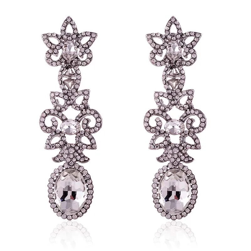 SILVER DANGLING EARRINGS CLEAR STONES ( 2568 SCL ) sold by Oh My Jewelry