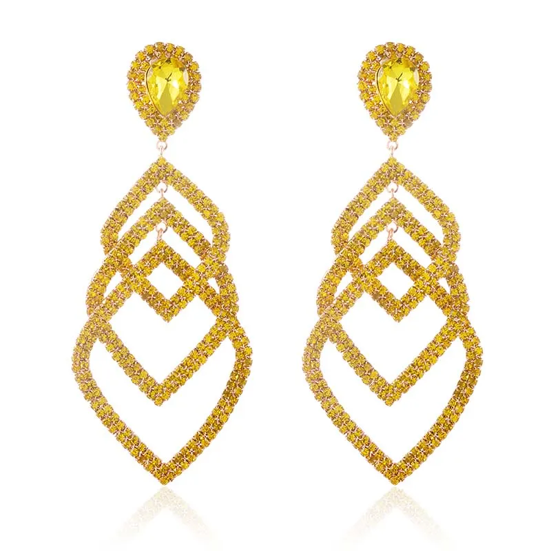GOLD DANGLING EARRINGS YELLOW STONES ( 2570 YLW ) sold by Oh My Jewelry