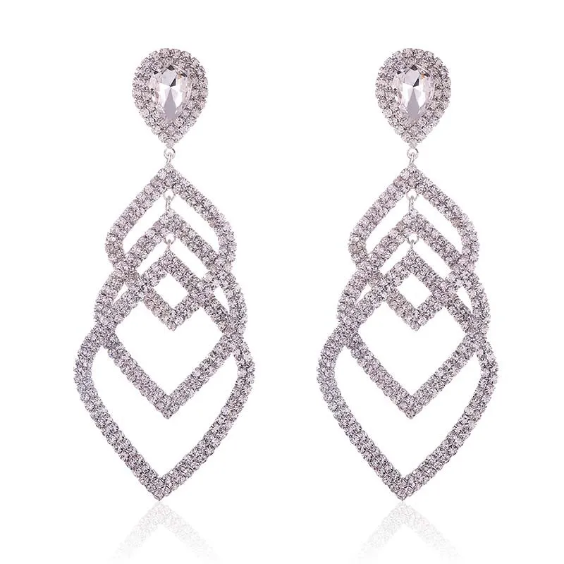 SILVER DANGLING EARRINGS CLEAR STONES ( 2570 SCL ) sold by Oh My Jewelry
