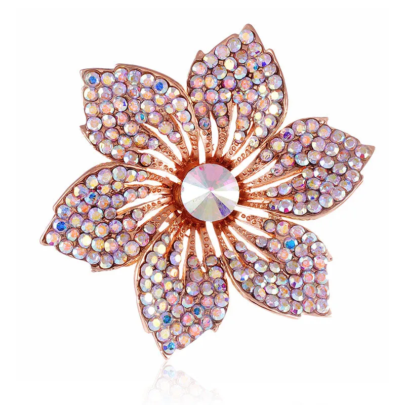 GOLD FLOWER BROOCH AB STONES ( 1469 GAB ) sold by Oh My Jewelry