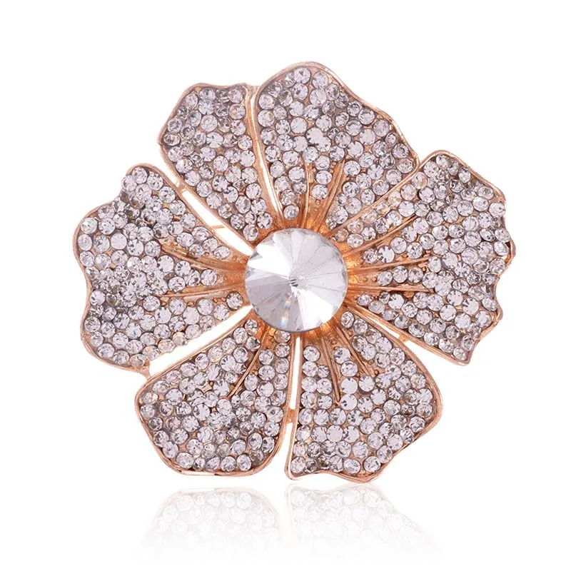 GOLD CLEAR FLOWER BROOCH ( 1480 GCL ) sold by Oh My Jewelry