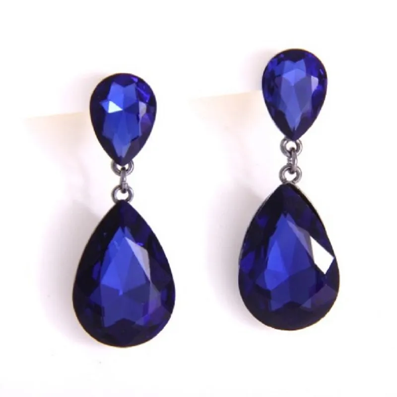 HEMATITE NAVY BLUE STONE EARRINGS ( 2337 MONT ) sold by Oh My Jewelry