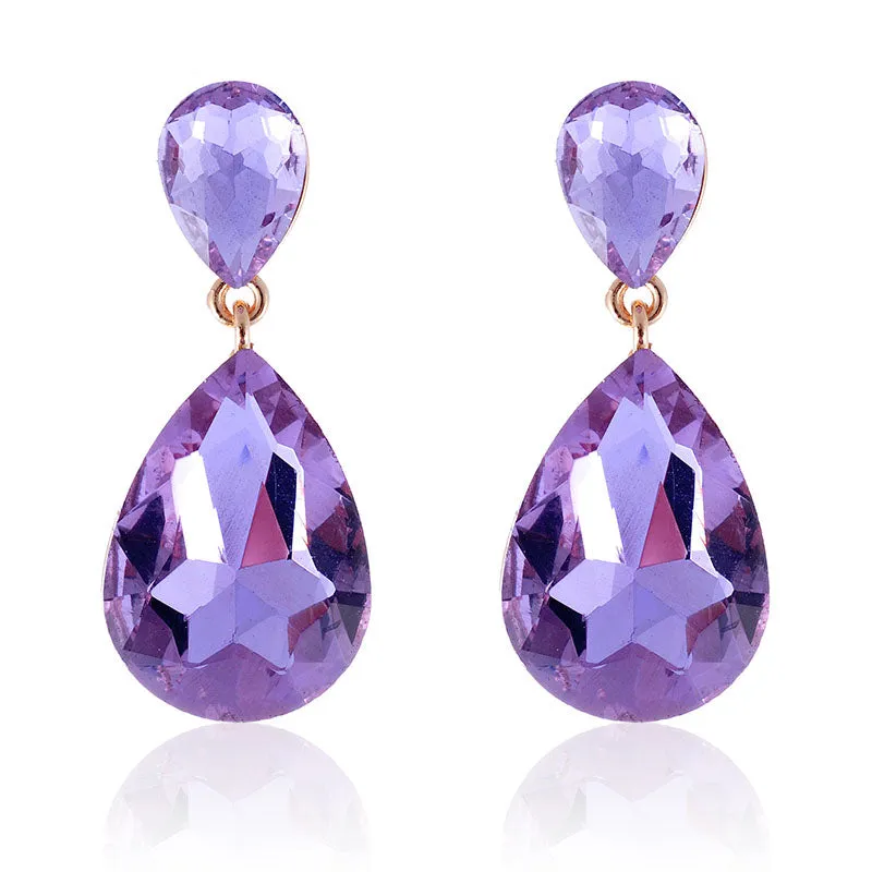1 3/4" GOLD PURPLE DANGLING EARRINGS ( 1611 LV ) sold by Oh My Jewelry