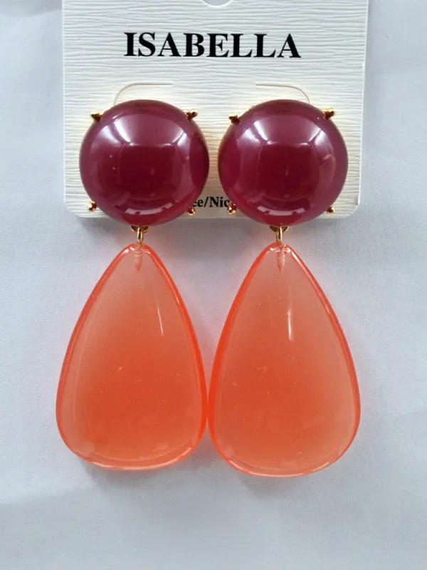 GOLD RED ORANGE EARRINGS ( 241104 OR ) sold by Oh My Jewelry