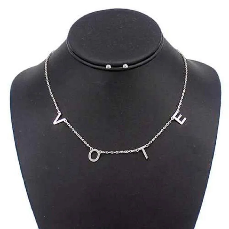 10MM SILVER COLOR " VOTE " NECKLACE ( 5106 ) sold by Oh My Jewelry