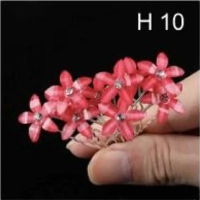 20 SILVER U HAIR PIN RED FLOWER ( H10 ) sold by Oh My Jewelry