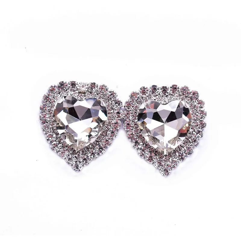 SILVER CLEAR HEART EARRINGS CLEAR STONES ( 12730 R ) sold by Oh My Jewelry