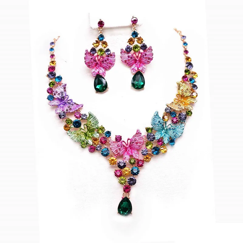 MULTI COLOR FLORAL NECKLACE SET ( 12340 GMU ) made by Oh My Jewelry