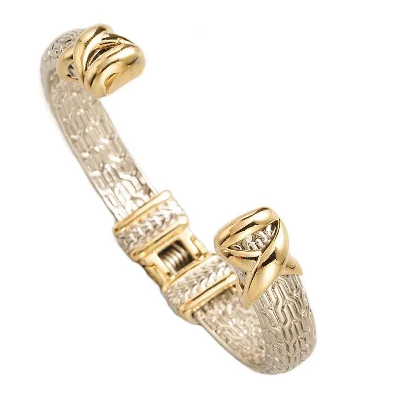 SILVER GOLD CUFF BANGLE ( 5860 BK ) sold by Oh My Jewelry