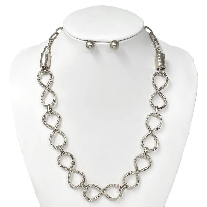 SILVER METAL INFINITY LINK FASHION NECKLACE ( 10766 R ) sold by Oh My Jewelry