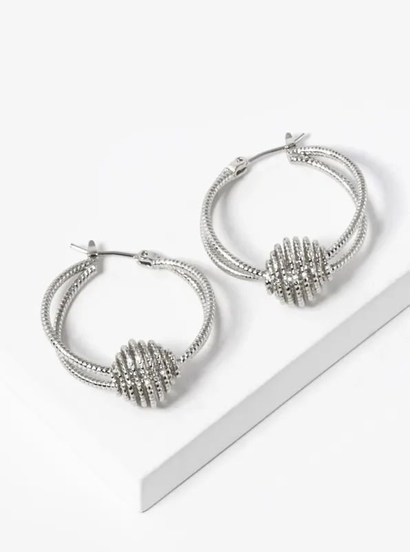WHITE GOLD DIPPED HOOP EARRINGS ( 374 R ) sold by Oh My Jewelry