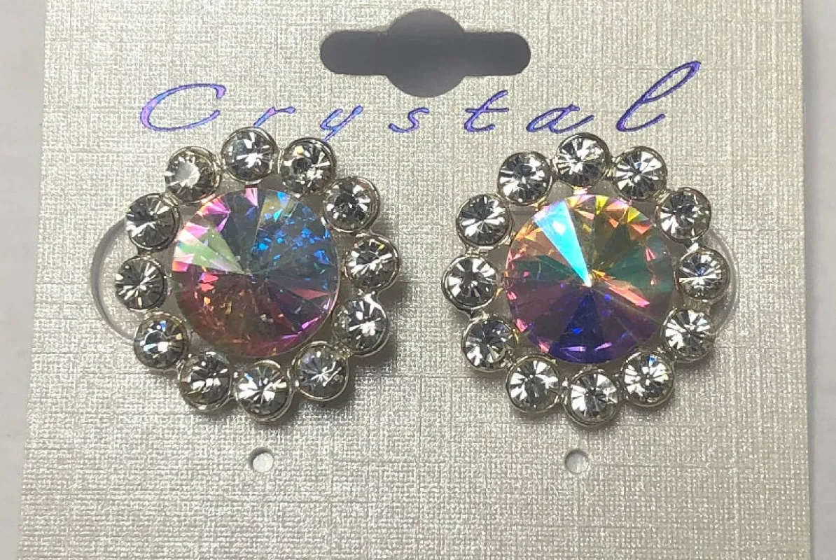 SILVER EARRINGS CLEAR AB STONES ( 100114V11XCH ) sold by Oh My Jewelry
