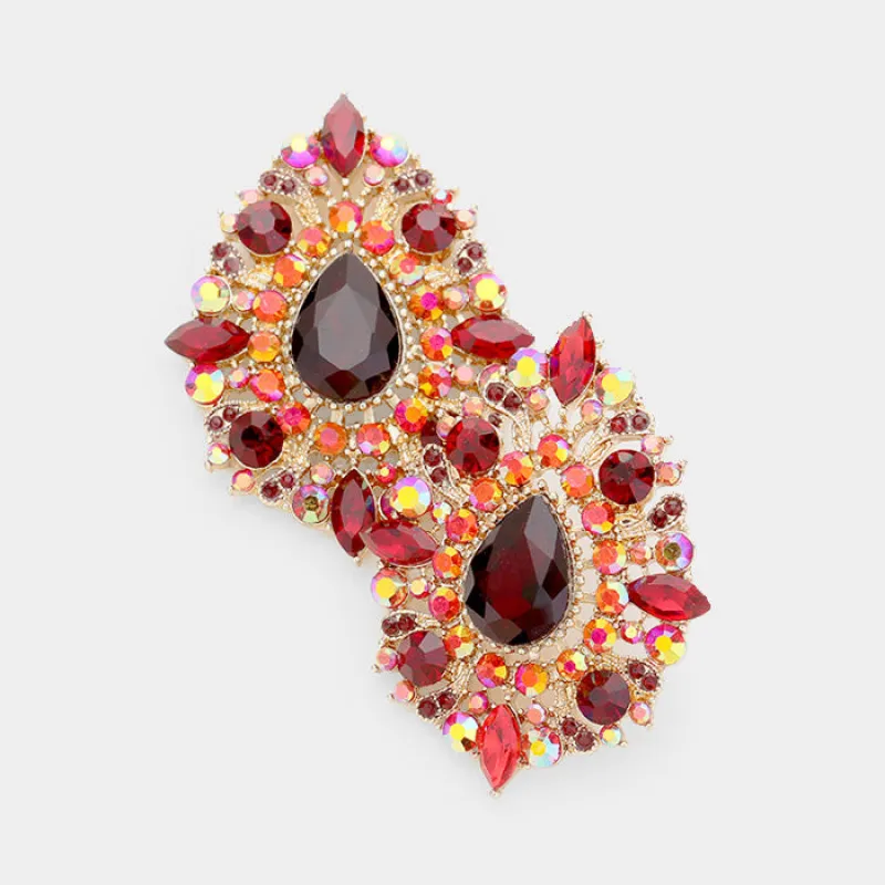 GOLD EARRINGS RED STONES ( 1762 RED ) sold by Oh My Jewelry