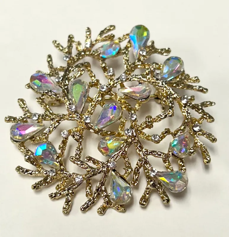 GOLD BROOCH AB STONES ( 3652 GAB ) sold by Oh My Jewelry