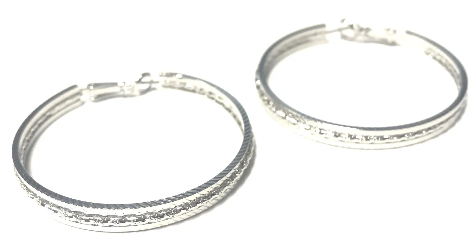 SILVER GOLD DIPPED HOOP EARRINGS ( 43827 S ) sold by Oh My Jewelry
