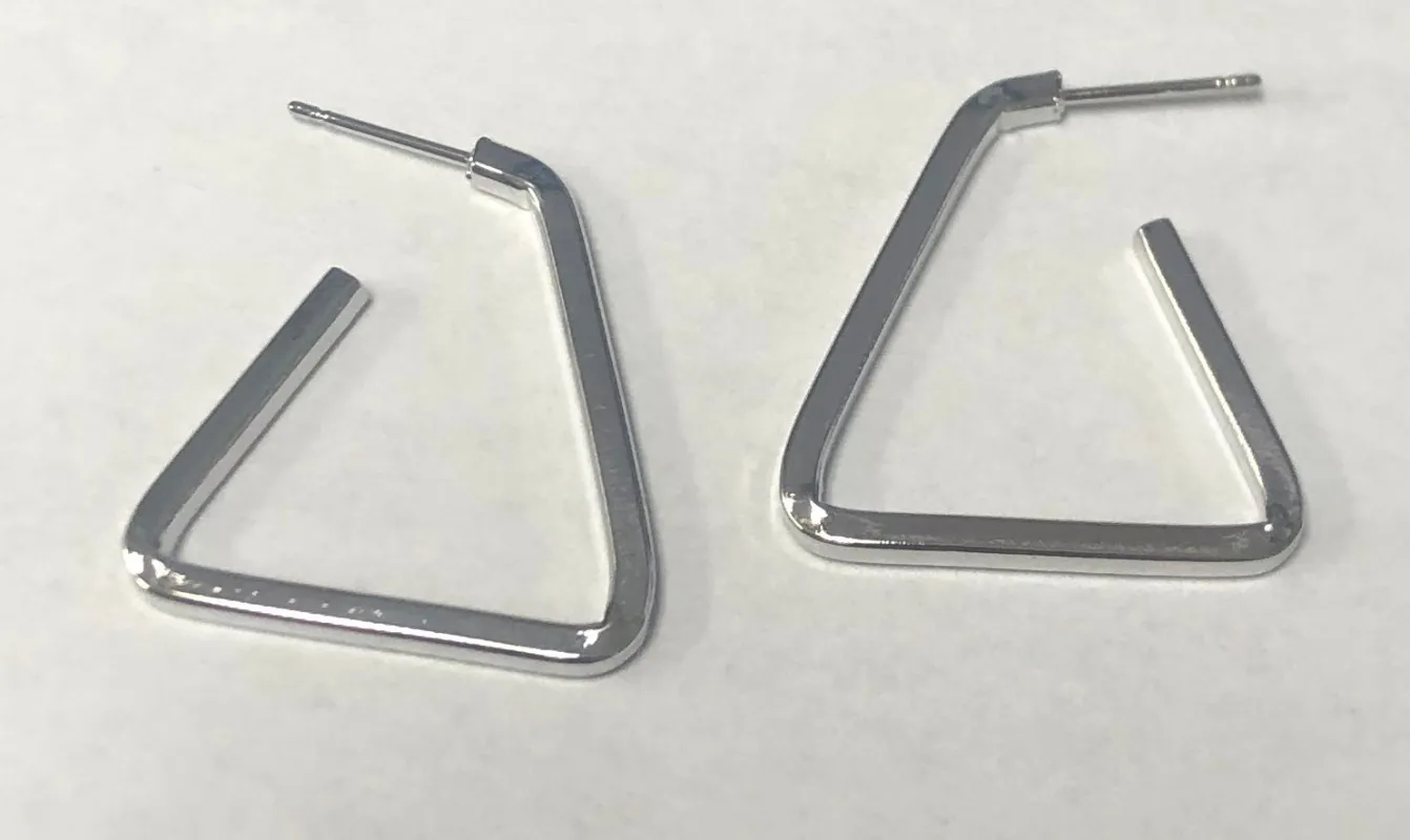 SILVER GOLD DIPPED BRASS TRIANGLE EARRINGS ( 43837 S ) sold by Oh My Jewelry