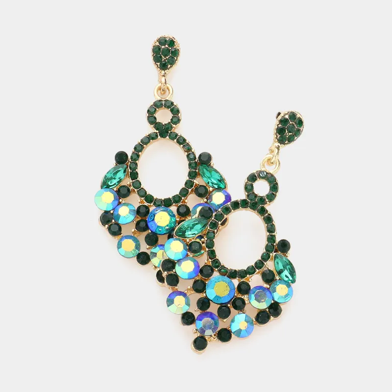 GOLD GREEN DANGLING CHANDELIER EARRINGS ( 1511 GR ) sold by Oh My Jewelry