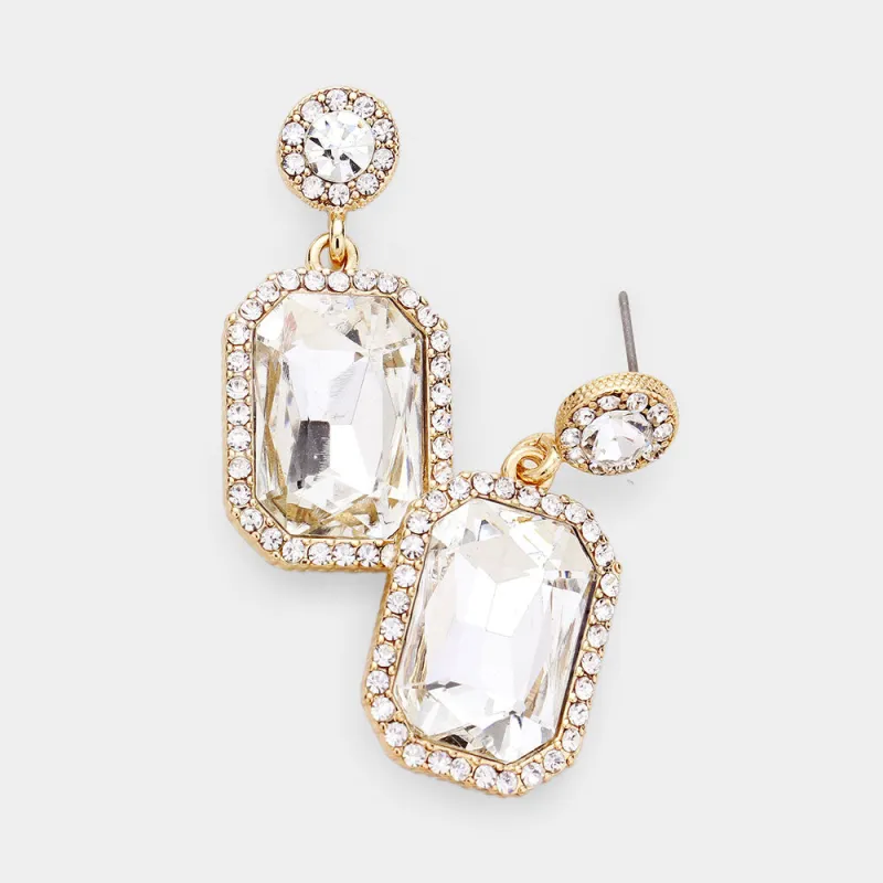 GOLD CLEAR STONE EARRINGS ( 437 GCL ) sold by Oh My Jewelry