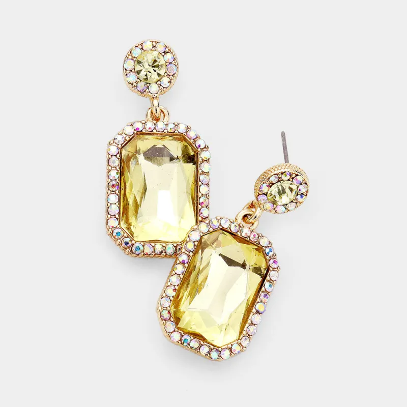 GOLD YELLOW CLEAR STONE EARRINGS ( 437 GYE ) sold by Oh My Jewelry