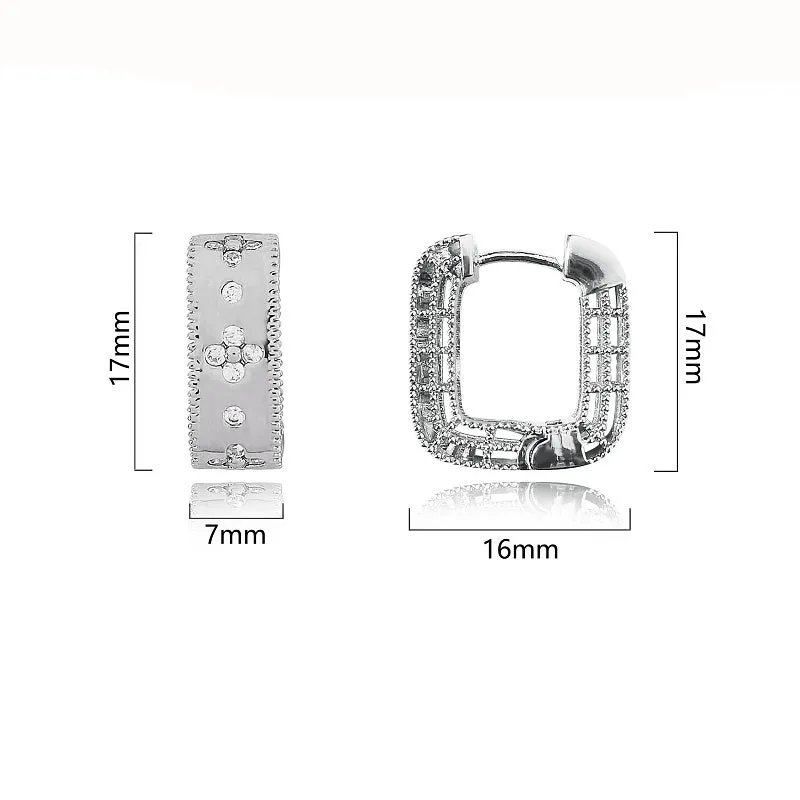 SILVER HUGGIE HOOP EARRINGS CLEAR CZ CUBIC ZIRCONIA STONES ( 0002 RH ) sold by Oh My Jewelry