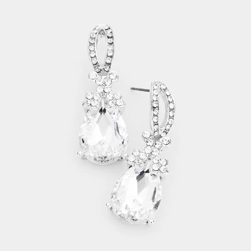 SILVER DANGLING EARRINGS CLEAR STONES ( 151 CL ) sold by Oh My Jewelry