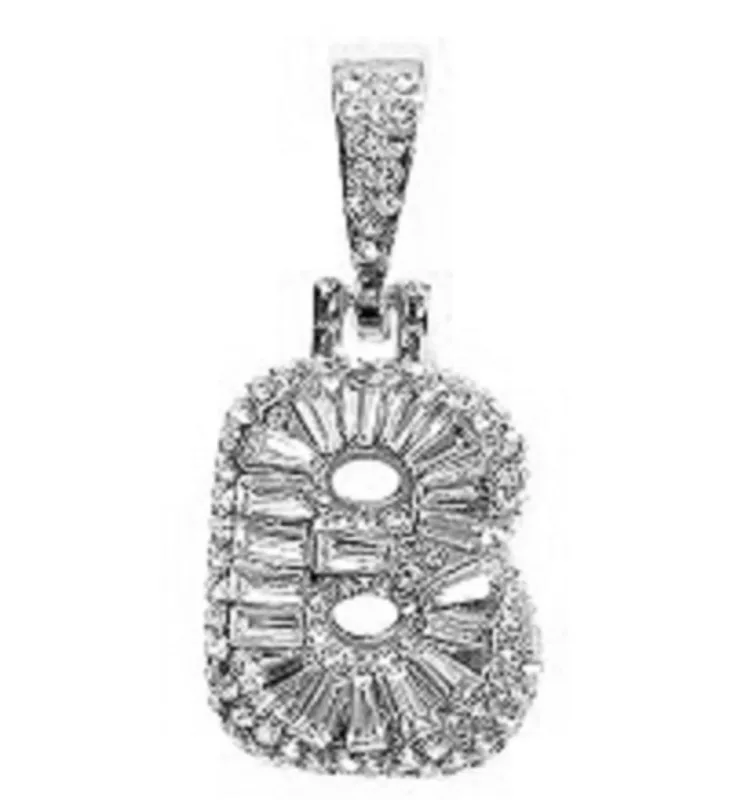 SILVER B INITIAL PENDANT CLEAR STONES ( MSQ B RH ) made by Oh My Jewelry