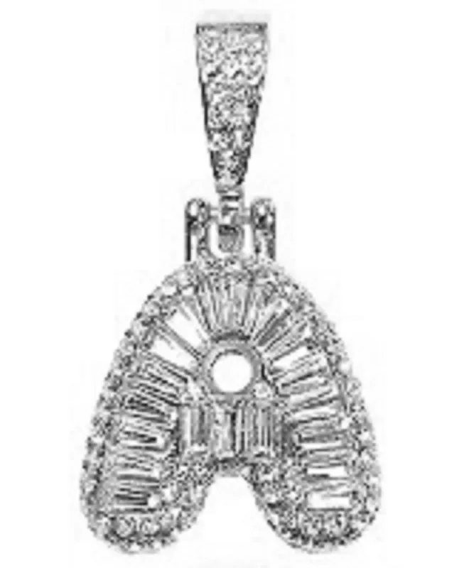 SILVER A INITIAL PENDANT CLEAR STONES ( MSQ A RH ) sold by Oh My Jewelry