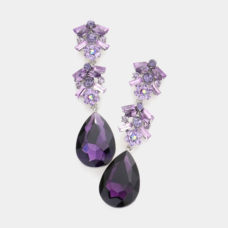 DANGLING SILVER EARRINGS PURPLE STONES ( 1996 SPU ) sold by Oh My Jewelry