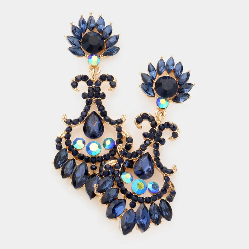 GOLD EARRINGS NAVY BLUE ( 1351 GNV ) sold by Oh My Jewelry