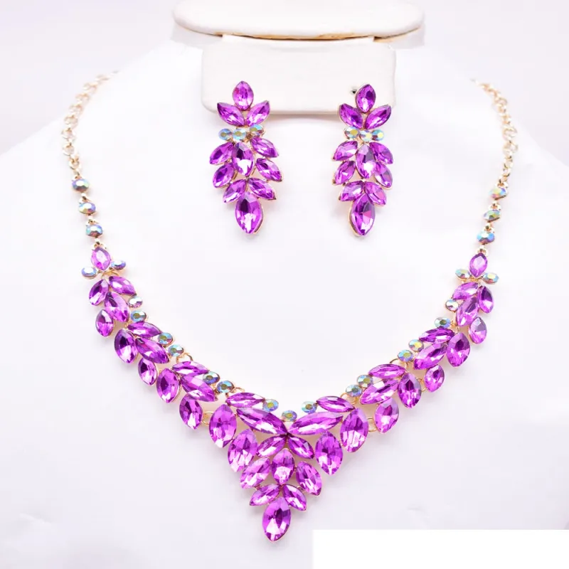GOLD PURPLE NECKLACE SET ( 12331 GPU ) sold by Oh My Jewelry