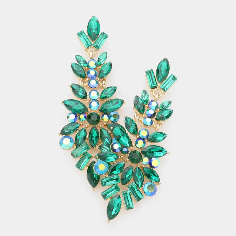 GOLD GREEN DANGLING EARRINGS ( 1313 GEM ) sold by Oh My Jewelry