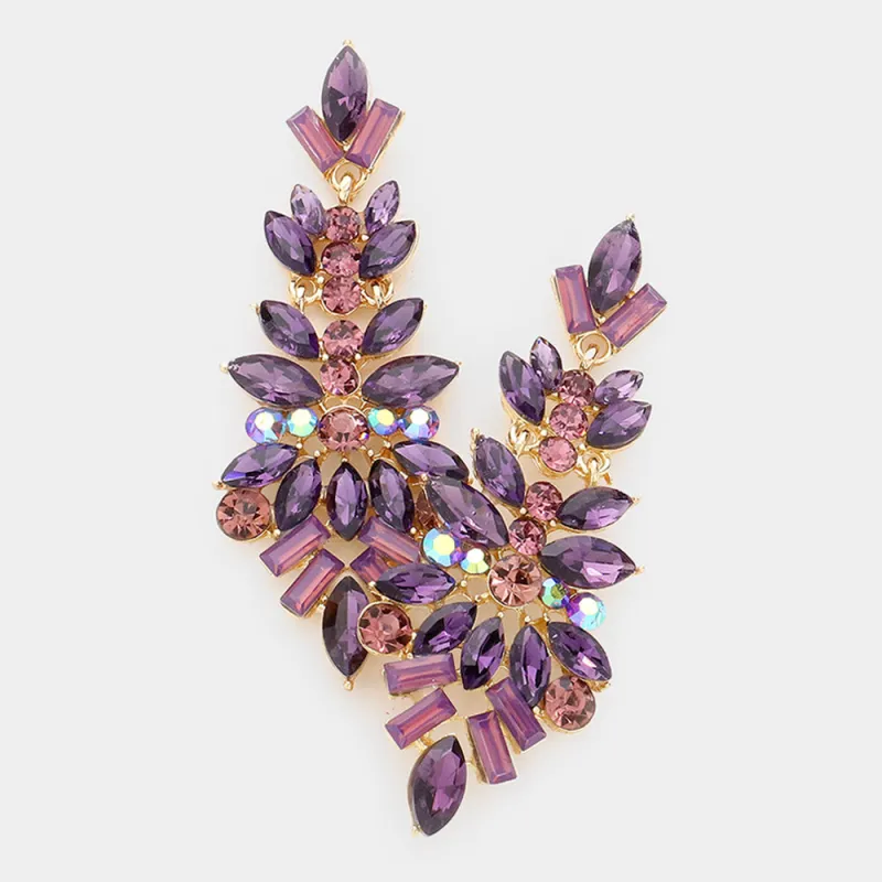 GOLD LAVENDER DANGLING EARRINGS ( 1313 GPU ) sold by Oh My Jewelry